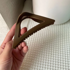 Matte dark brown triangular hair claw clip for women stylish shark clip hair accessories