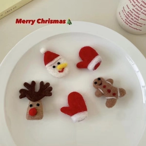 Fermagli per Capelli Natalizi in Feltro di Lana Fatti a Mano Omino di Pan di Zenzero Babbo Natale Renna Accessori per Capelli Festivi
