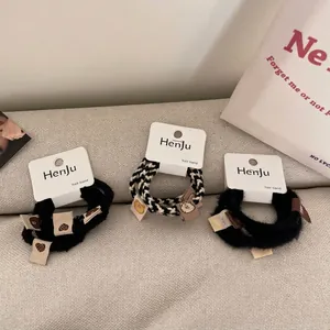 Korean Style Autumn Winter Fuzzy Hair Ties Plush Hair Bands For Women Sweet Girl Elastic Ponytail Holders Accessories Headwear