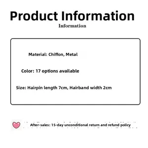 Größentabelle für Haarreifen aus Chiffon und 7cm BB-Haarklammern in 17 Farben