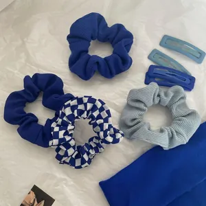 Klein Blue Matte Fabric Hair Clip Sweet Korean Style French Design Side Clip Hair Accessory For Women Minimalist Fashion