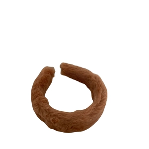Chic caramel rabbit fur style headband with thick padding for a high skull top effect
