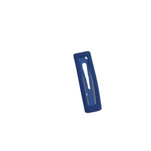Matte Klein blue rectangular hair clip with minimalist design on white background
