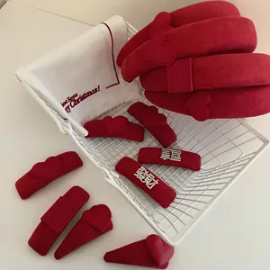 Haarreif Aus Rotem Samt Und Herzförmige Haarklammern Für Damen Modische Haar-Accessoires Mit Lächelndem Gesicht BB Clips