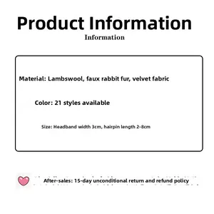 Specifications of red flocking headbands and hair clips showing sizes and materials