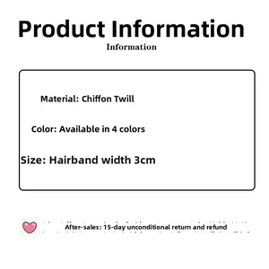 Product specifications of the pink sponge headband showing chiffon twill fabric details