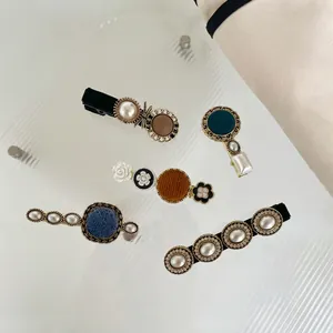 Orecchini a Molletta Vintage Francese in Lega con Strass e Künstliche Perle Eleganti Pince a Becco d'Anatra Copricapo per Donna Gioielli