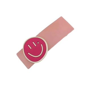 Barrette à cheveux rose avec motif smiley et cœur pour femmes style coréen INS