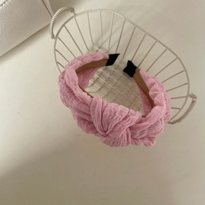 Serre-tête élégant rose poudré à rayures et nœud pour la coiffure des femmes et filles