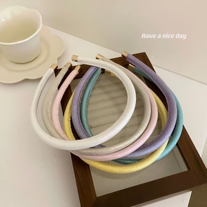 Serre-tête Mince Satiné Brillant Style Coréen Cerceau à Cheveux Enveloppé de Tissu Macaron Coloré Avec Embouts en Métal Accessoires Femmes