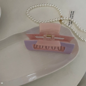 Korean style purple and pink acetate claw clip for hair styling with metal spring