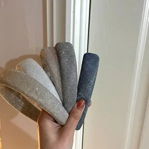 Set glitzernde dicke Schwamm-Haarbänder in Metallic-Tönen mit hohem Cranium-Effekt
