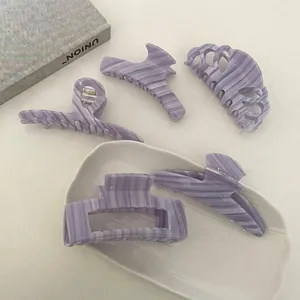 Pince à Cheveux Géométrique en Acétate de Texture Marbre Violet Style Français Minimaliste Grand Accessoire Cheveux Femme Bijoux