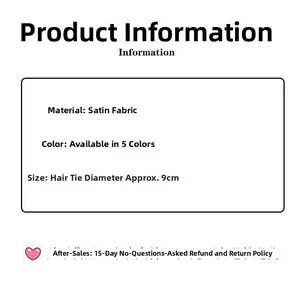 Détails du chouchou en satin de 9cm avec spécifications du tissu et des dimensions