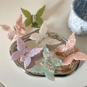 Pinces à cheveux papillon en acétate de style INS français aux motifs floraux colorés