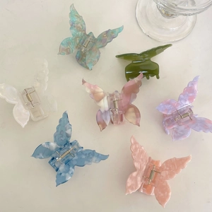 Pince à Cheveux Papillon en Acétate de Cellulose Style Français Motif Marbre Élégant Pince à Cheveux Antidérapante pour Femmes
