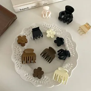 Pince à Cheveux Coréenne INS Minimaliste Mate Petite pour Femme Acrylique Alliage Forme de Fleur Géométrique Pinces à Cheveux