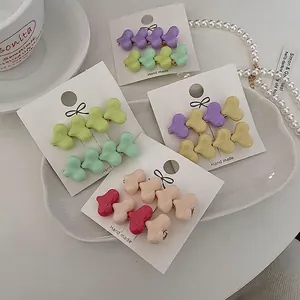 Korean Sweet Heart Acrylic Hair Clip Set Macaron Gradient Color Duckbill Clips Cute Girl Bangs Side Pins Hair Accessories