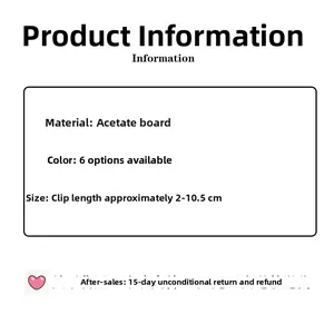 Detailed size chart for blue and white checkered acetate hair claws, 2 to 10.5 cm range