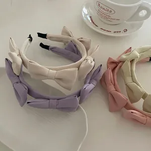 French INS Style Macaron Satin Bow Headband For Women Sweet Elegant Bowknot Hairband Handmade Hair Accessories Headwear