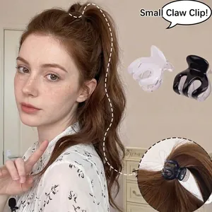 Pinces à cheveux minimalistes pour queue de cheval haute en noir et blanc translucide