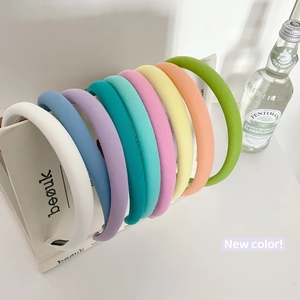Cerchietto in Stile Coreano Colore Macaron Imbottito in Spugna Bordo Stretto Fascia per Capelli Avvolta in Tessuto Fatto a Mano