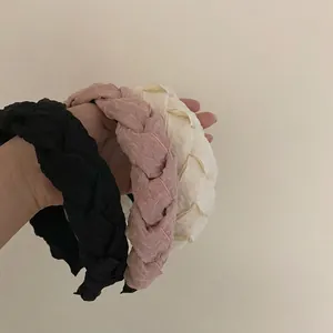 Serre-tête Tressé Large Français INS en Maille de Mousseline Douce Torsion Accessoires de Cheveux de Mode pour Femmes