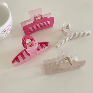 French INS Colorful Macaron Patchwork Hair Claw Clip Acrylic Shark Hairpin Geometric Large Elegant Headwear Women Fashion Accessories