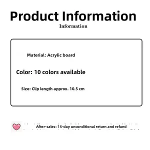 Detailed size specifications for 10.5cm acrylic macaron hair claw clips in ten colors