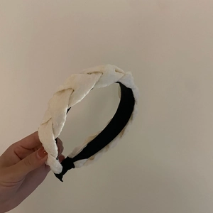 Serre-tête tressé blanc style français en satin pour femme accessoire de cheveux chic