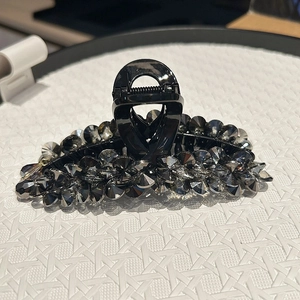 Luxury Rhinestone Large Hair Claw Clip Elegant Irregular Shark Clip Smoky Gray Crystal Hair Accessories For Women Thick Hair Styling