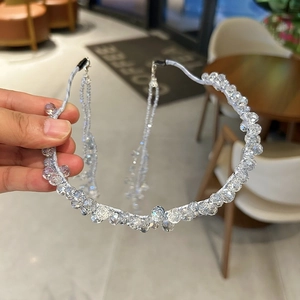 Luxe crystal beaded headband with detachable hanging tassels for a high-crown stylish look