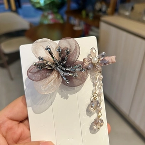 Pince à Cheveux Bec de Canard Fleur en Organza Élégante Avec Künstliche Perles en Cristal Gland de Künstliche Perle de Culture Pour Femme Fête
