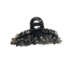 Elegant crystal shark hair claw clip in smoky grey with irregular floral cluster design