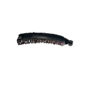 Barrette banane élégante avec strass étincelants et cristaux dans un design noir classique