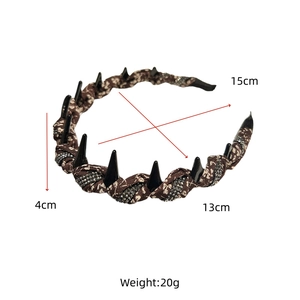 Floral headband with spikes and rhinestones detailing product dimensions 15x4cm