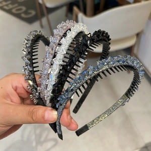 Fashion Non-Slip Rhinestone Headband With Teeth For Women Glitter Geometric Artificial Crystal Hair Band Elegant Hair Accessories