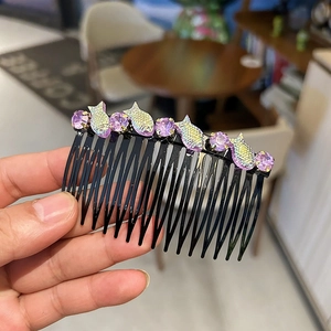 Elegante pettine per capelli con strass viola e design a pesce per lo styling dei capelli