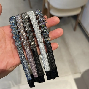 Sparkling crystal beaded headbands with non-slip teeth combs in five elegant colors
