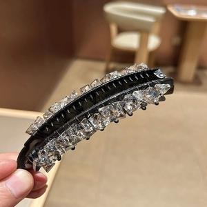Grande Fermaglio a Banana in Plastica Con Strass in Cristallo Artificiale Artiglio per Capelli Donna Accessori Eleganti