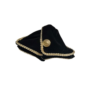 Vintage burgundy velvet high crown headband with gold emblem for elegant retro autumn style