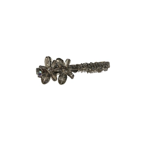 Pince à cheveux fleur en cristal scintillant pour femme avec perles gris fumé
