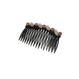 Elegante pettine per capelli con cristalli rosa su base nera per acconciature