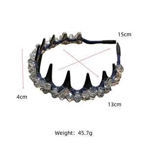 Spécifications de taille du serre-tête en cristal gris avec hauteur 4cm et poids