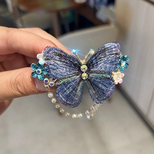 Haarspange Im Antiken Stil Mit Stickerei Schmetterling Strass Kunstperle Quaste Fee Floral Entenschnabelklemme Damen Haarschmuck