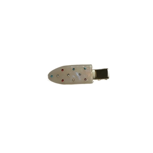 Elegant marble pattern acetate hair clip with colorful crystals and gold metal base