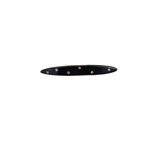 Fermaglio per capelli in acetato nero lucido con strass rosa dal design minimale