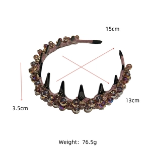 Detailed view of luxury crystal headband with size measurements and product dimensions