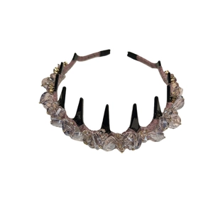 Elegant purple crystal headband with inner comb teeth for secure hair styling in daily use