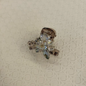 Elegant smoked brown resin hair claw clip with sparkling crystal flower cluster